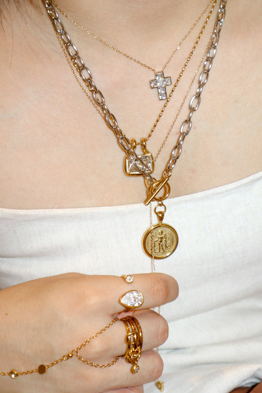Gold and Silver Double Sided Coin Necklace