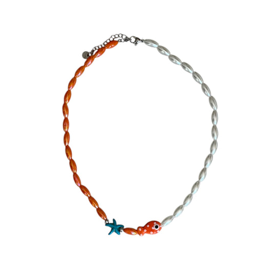Gone Fishing Orange Necklace