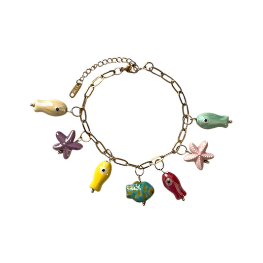 Colorful Fishes Charm Bracelet
