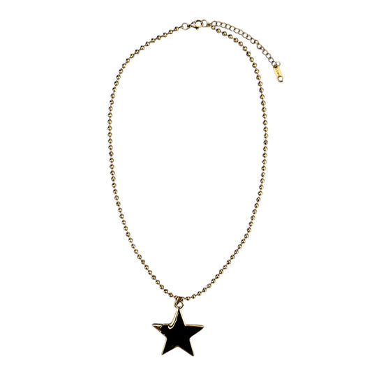 Gold Beaded Chain Star Necklace