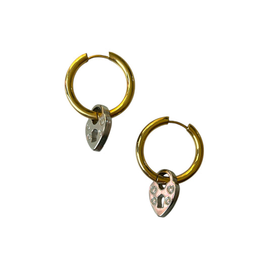 Dual Heart Mini Hoop Earrings