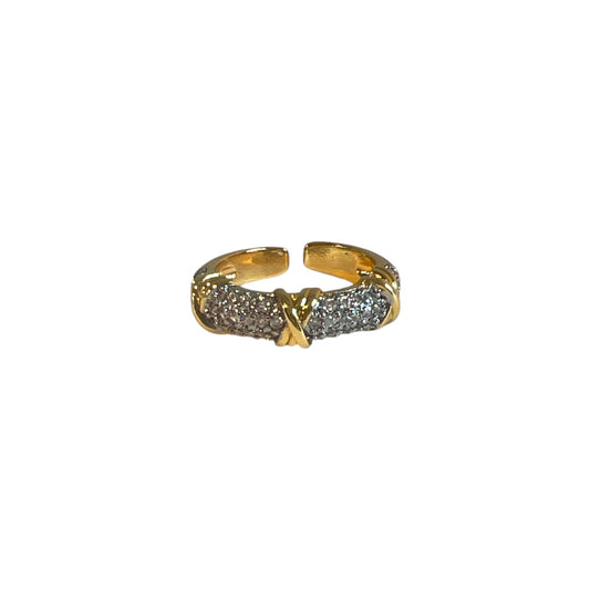 Gold and Silver X Pavé Ring