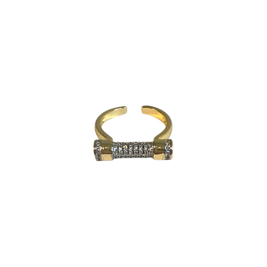 Gold and Silver Bar Pavé Ring