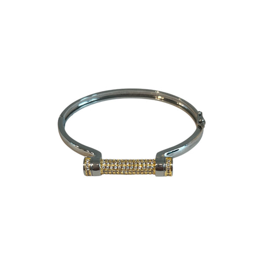 Silver and Gold Bar Pavé Bangle