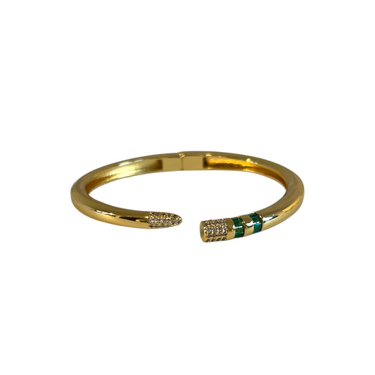Green Zircon Pencil Cuff Bracelet