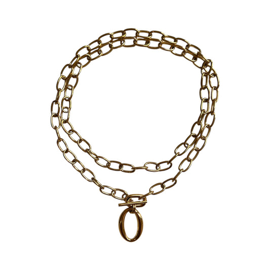 Gold Oval Charm Necklace