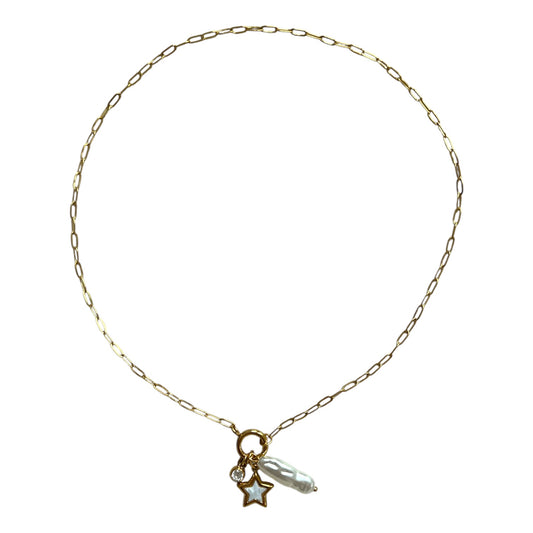 Pearl, Star, and Zircon Necklace