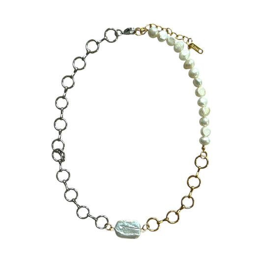Pearls in Gold and Silver Necklace