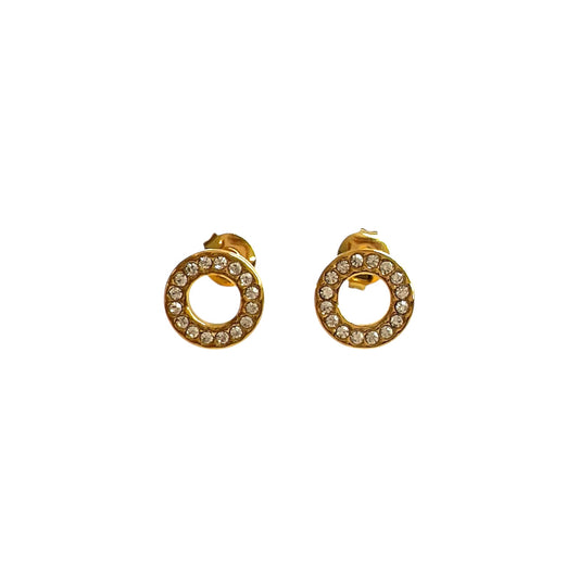 Gold Pavé Circle Earrings