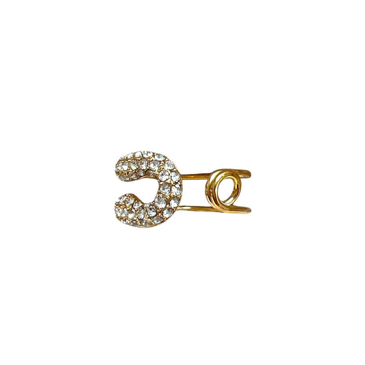 Paper Clip Gold Pavé Ring