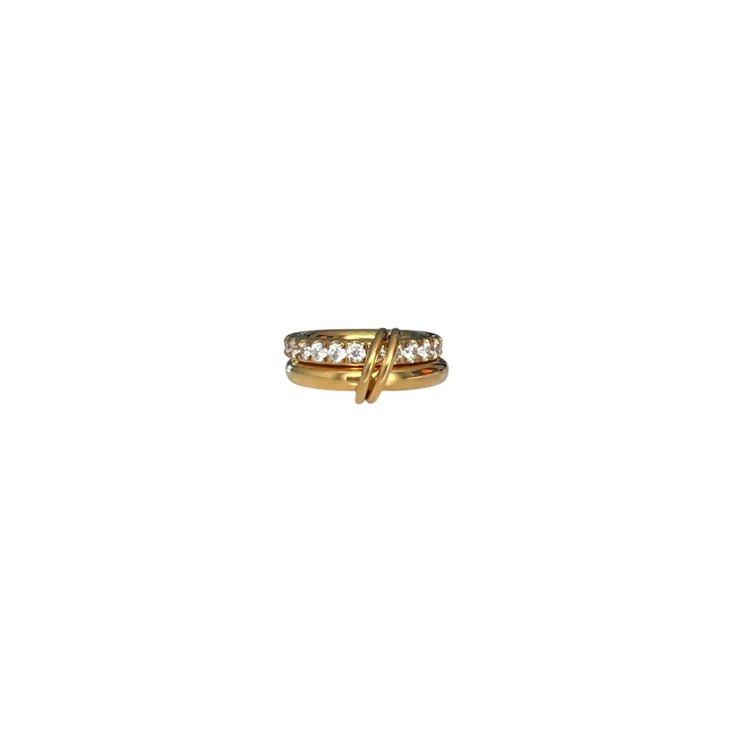 Gold Stacked Rings with Rhinestones