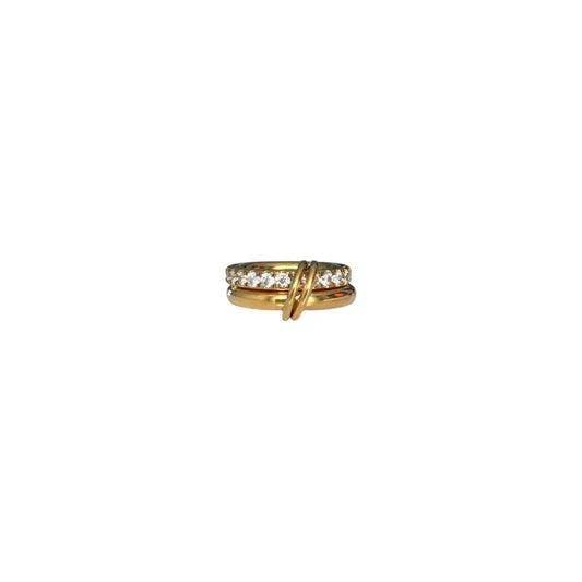 Gold Stacked Rings with Rhinestones