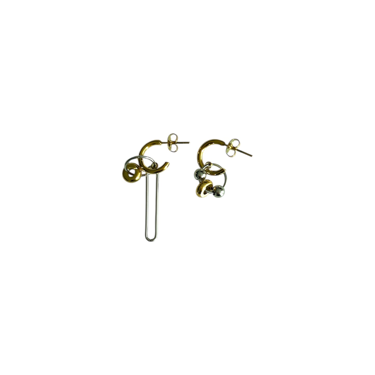 Gold and Silver Asymmetrical Earrings
