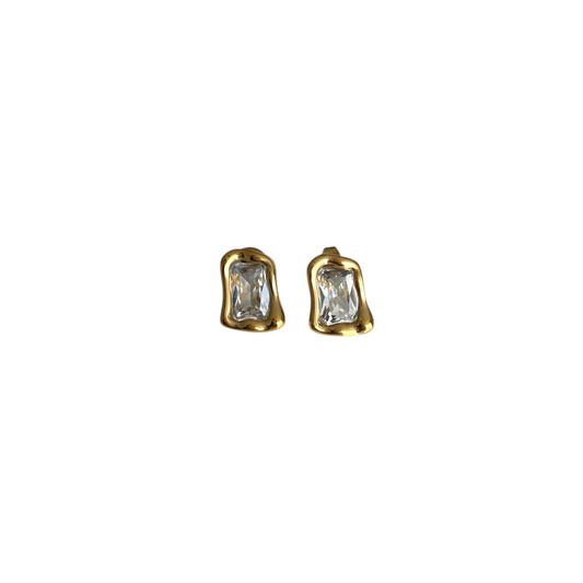 Irregular Rectangle Zircon Earrings