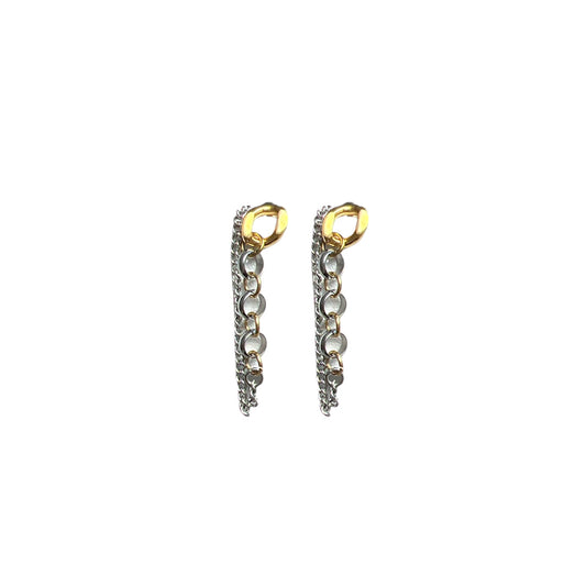 Gold and Silver Link Chain Earrings