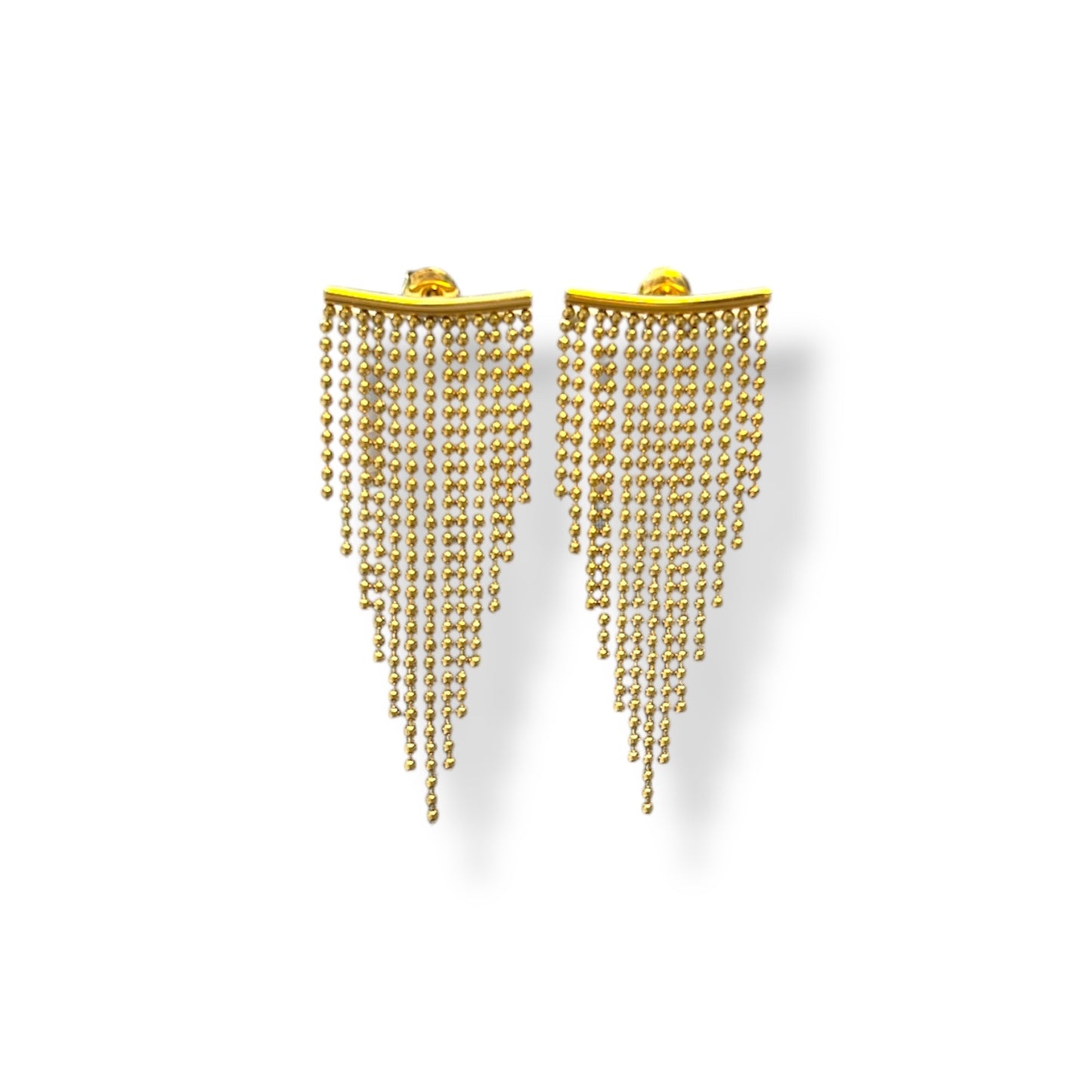 Gold Beaded Tassel Earrings