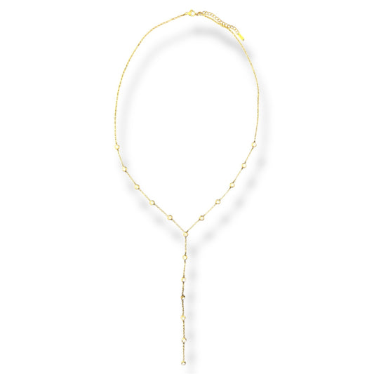 Gold Y-Shaped Zircon Necklace