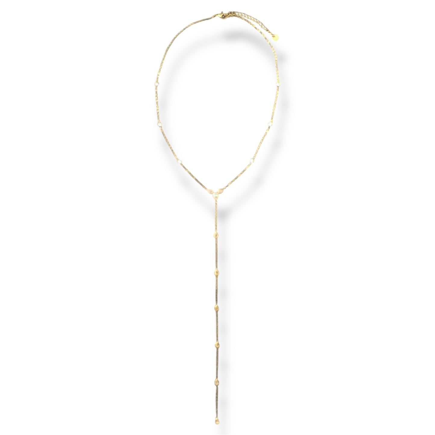 Gold Y-Shaped Zircon Drop Necklace