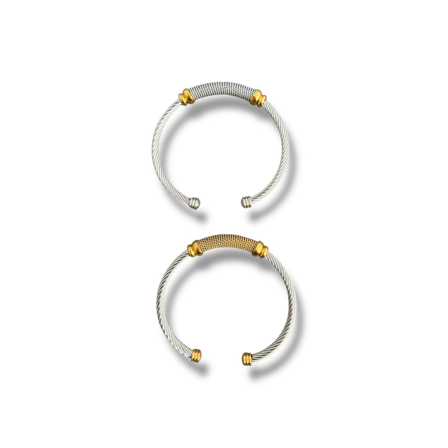 Gold and Silver Cuff Bracelet Set