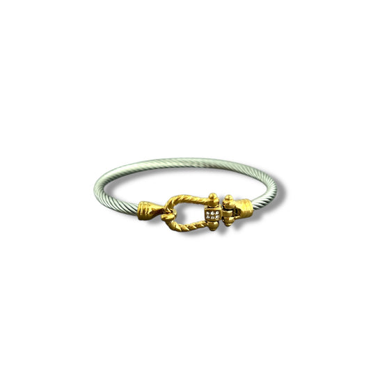 Gold and Silver Twisted Zircon Link Bangle