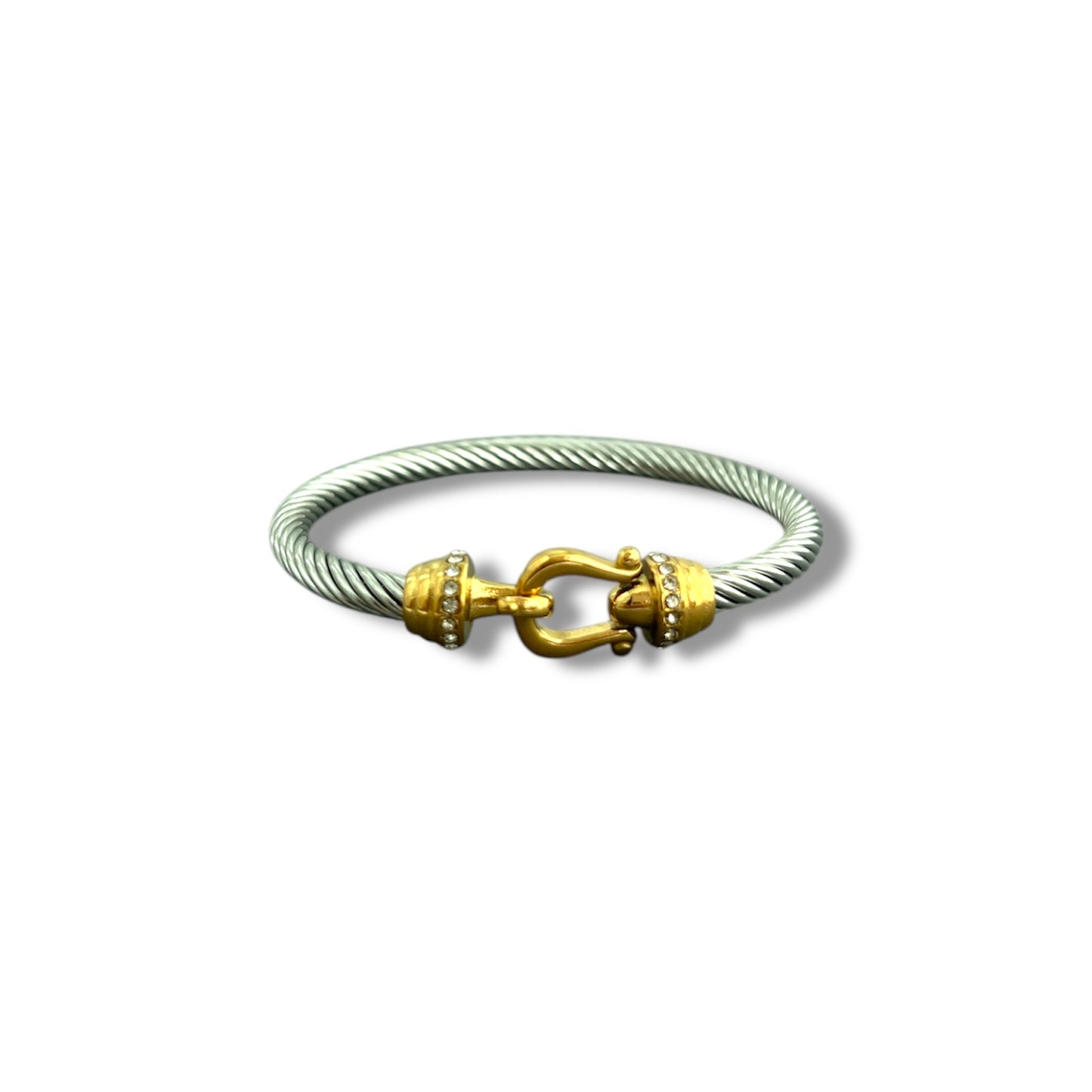 Gold and Silver Zircon Link Bangle