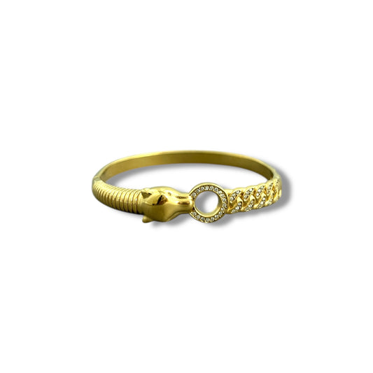 Gold Leopard Zircon Pavé Bangle