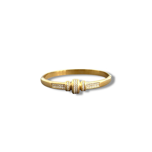 Gold Double Zircon Pavé Bangle