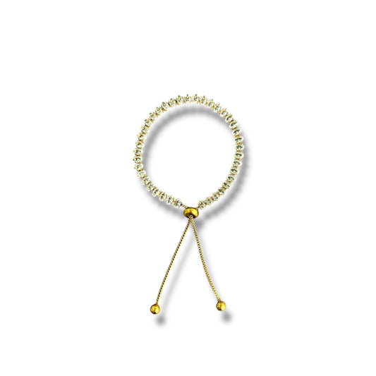 Gold Oval Zircon Slider Bracelet