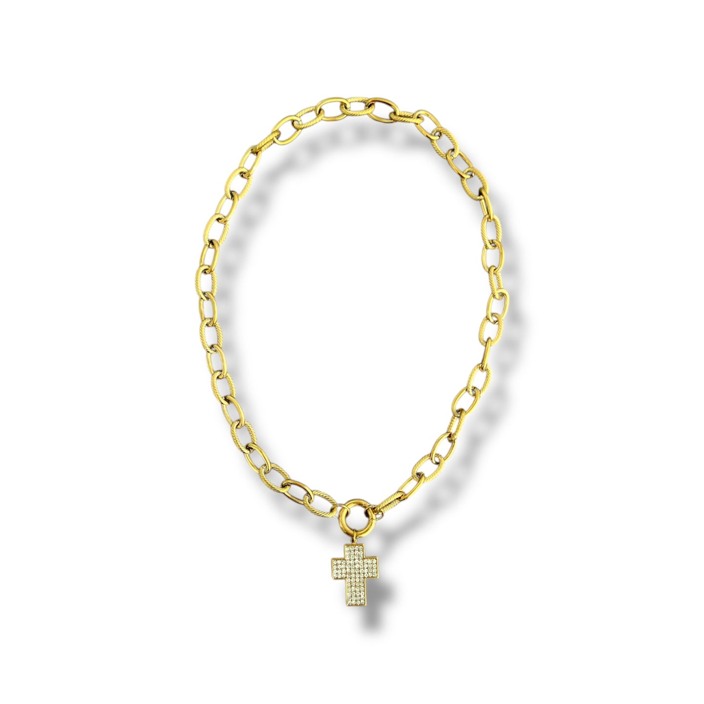 Gold Cross Zircon Necklace