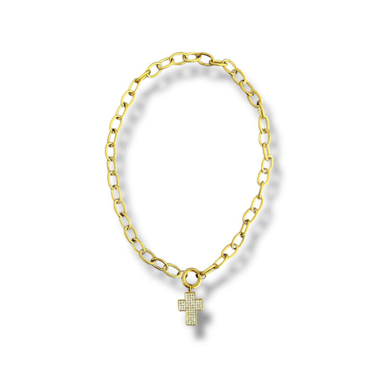 Gold Cross Zircon Necklace