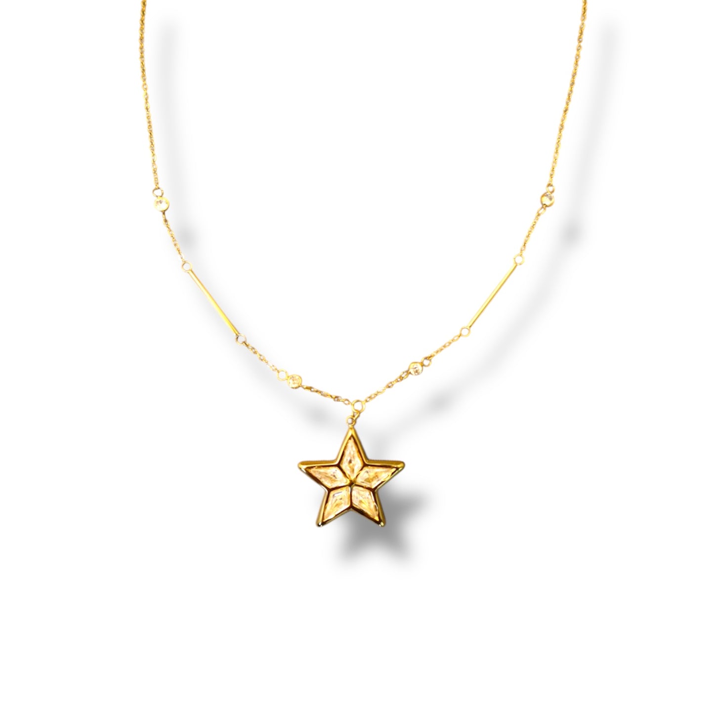 Gold Zircon Star Necklace
