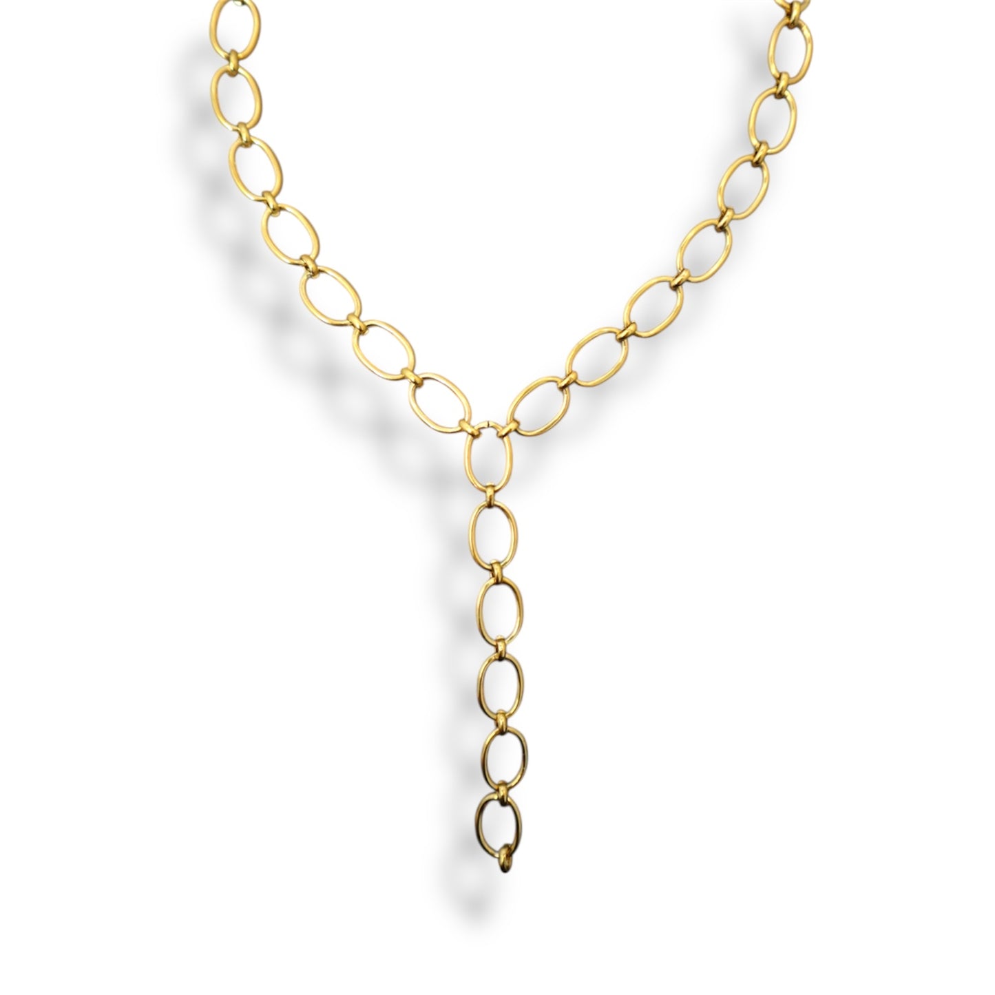 Gold Y-Shaped Oval Necklace