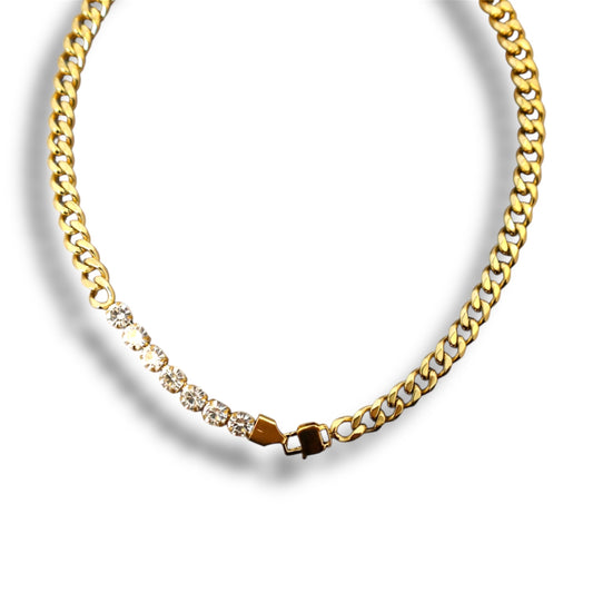 Gold Zircon Chain Necklace