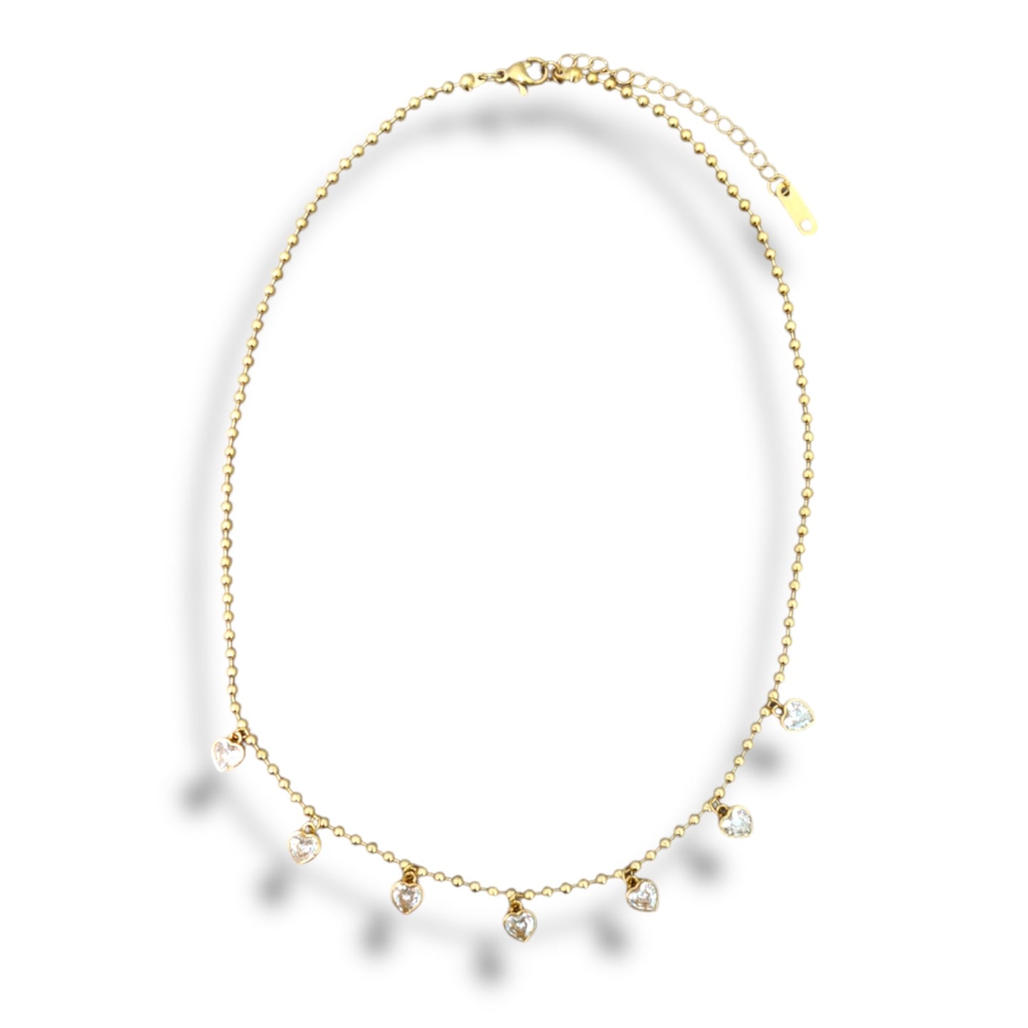 Gold Zircon Hearts Necklace