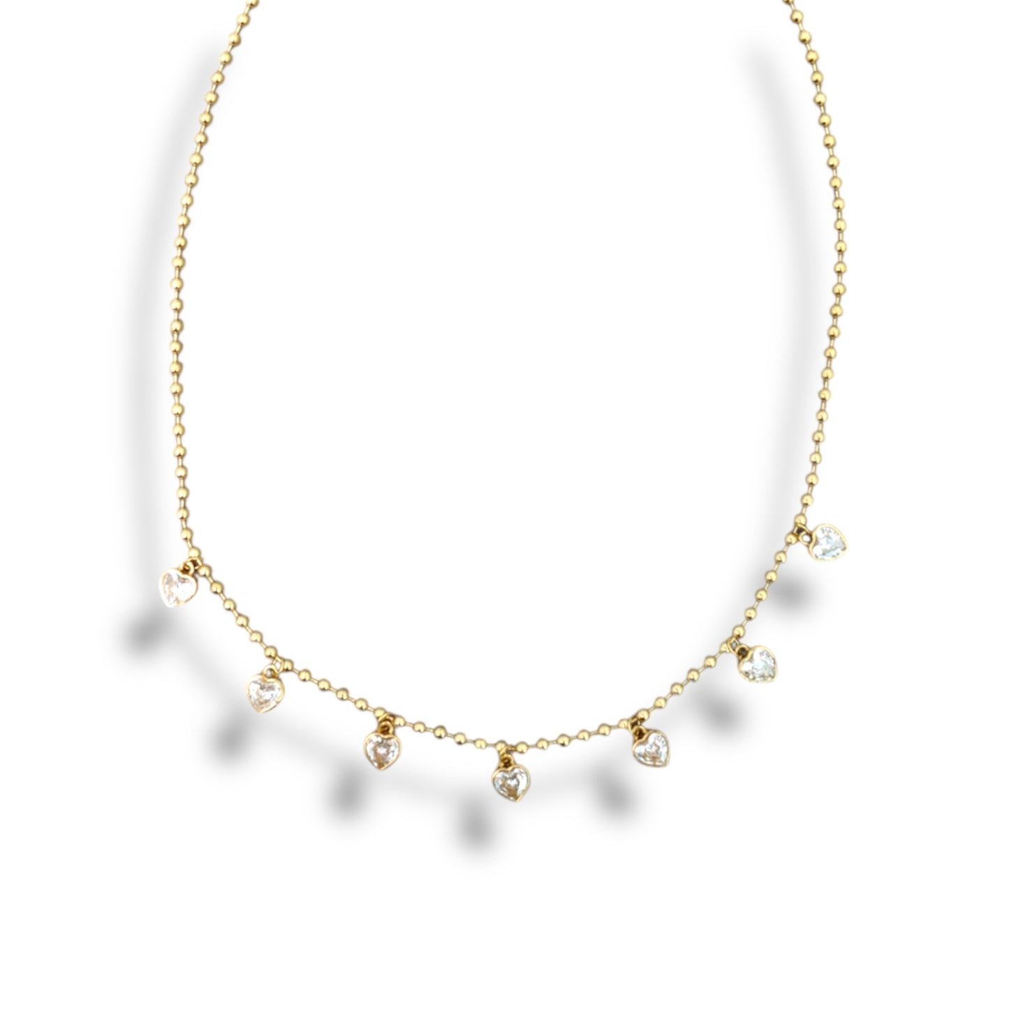 Gold Zircon Hearts Necklace