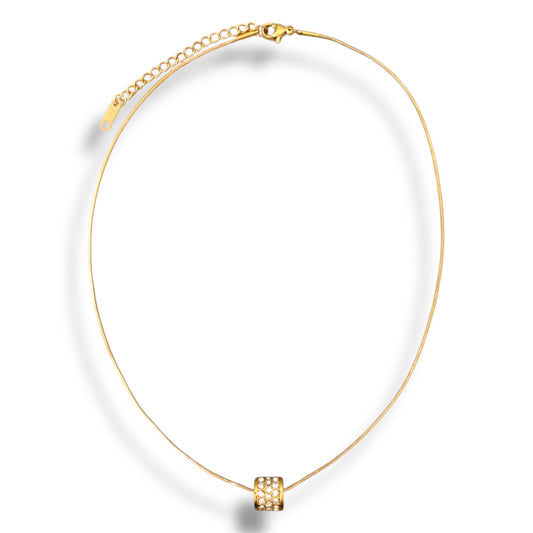 Gold Zircon Bands Ring Necklace
