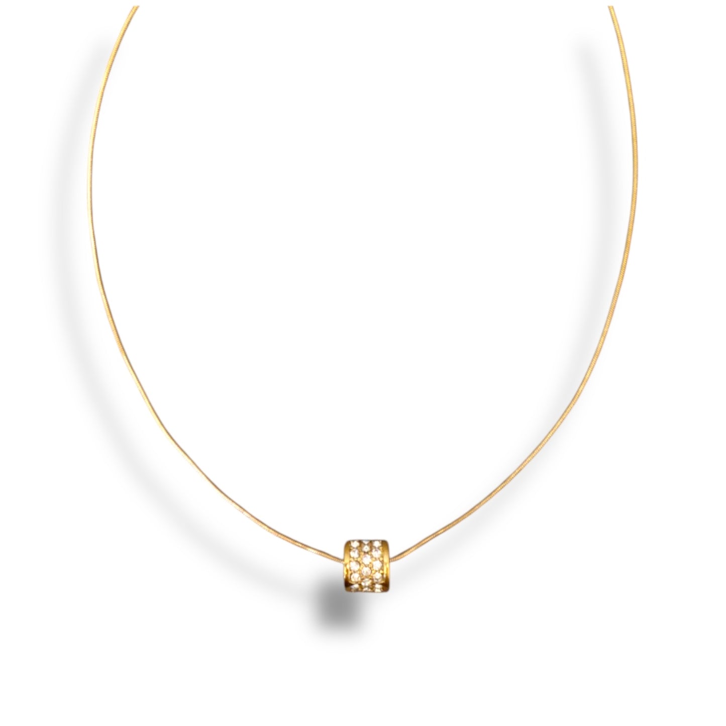 Gold Zircon Bands Ring Necklace