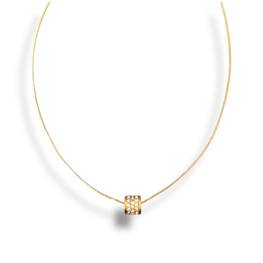 Gold Zircon Bands Ring Necklace