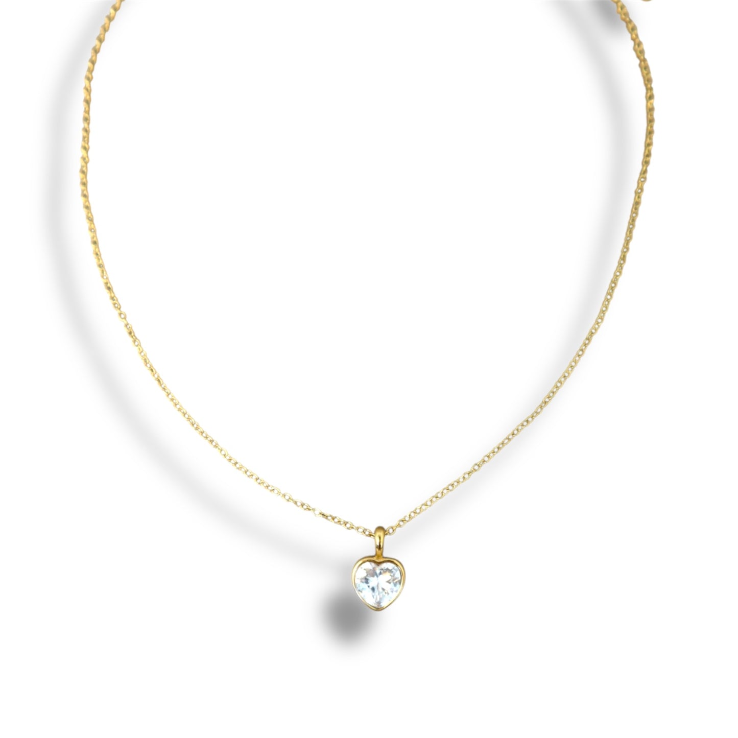 Gold Zircon Heart Necklace