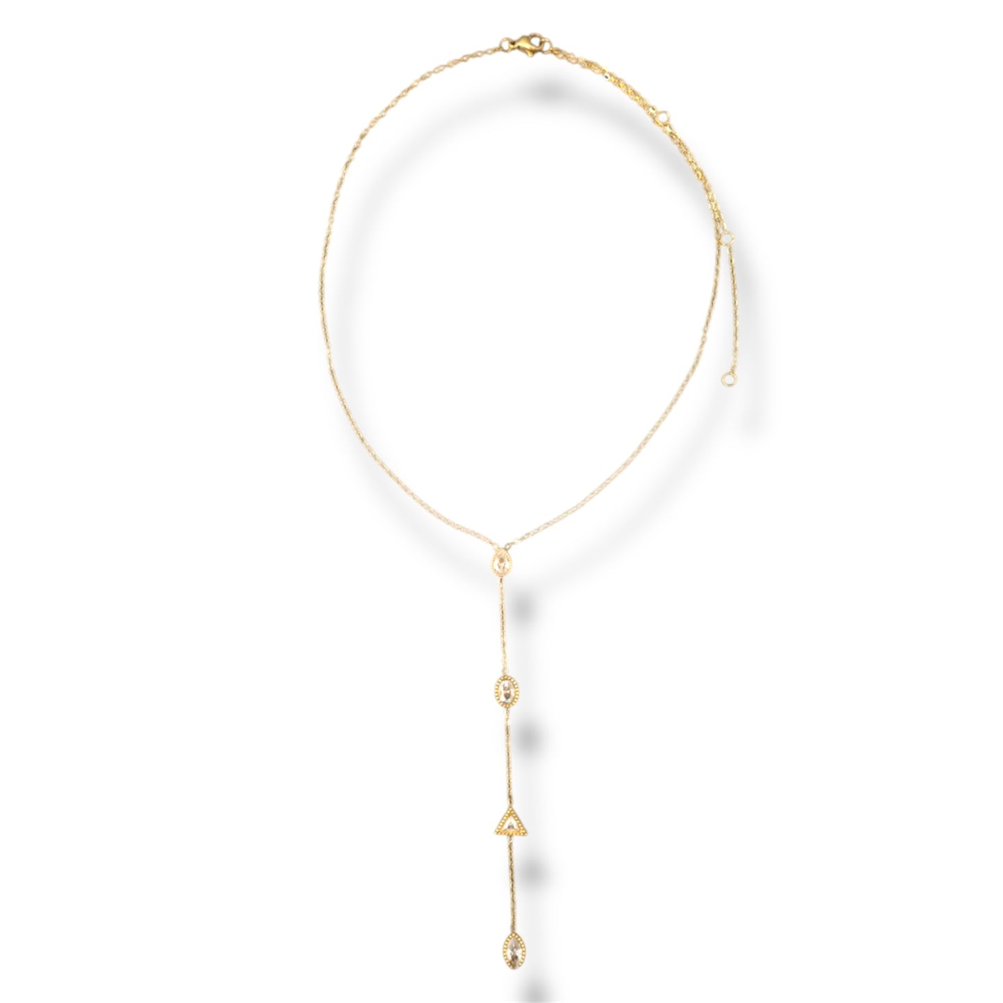 Gold Y-Shape Mixed Zircon Necklace