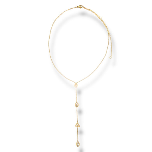 Gold Y-Shape Mixed Zircon Necklace