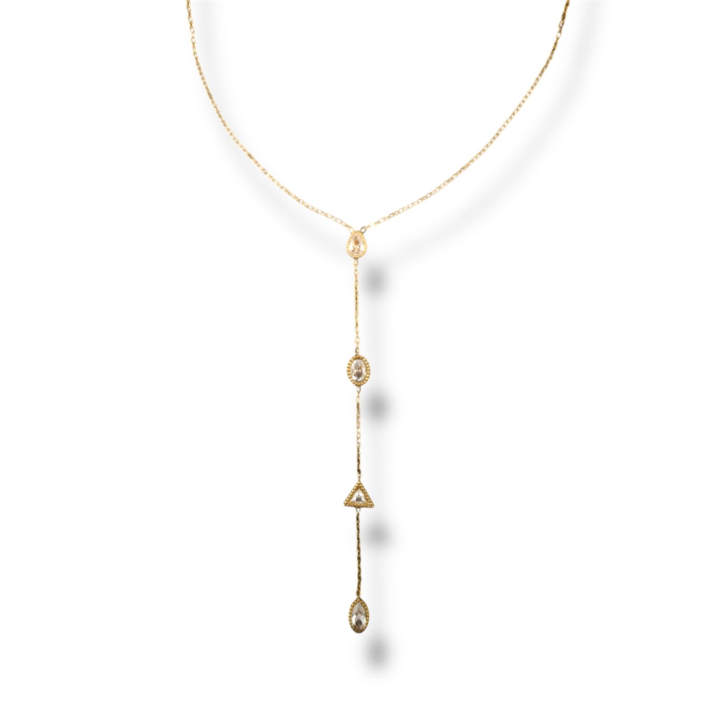 Gold Y-Shape Mixed Zircon Necklace