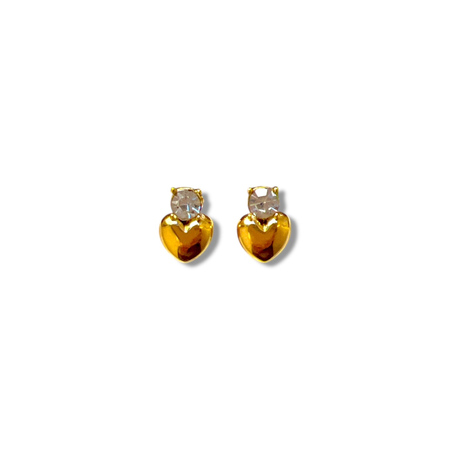 Heart and Zircon Stud Earrings