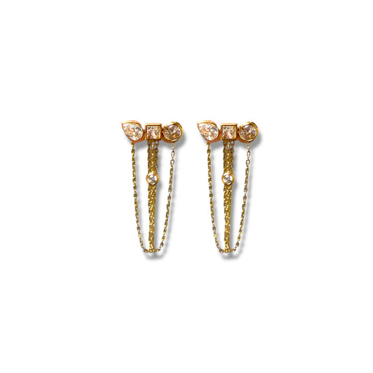 Gold Chain Zircon Earrings