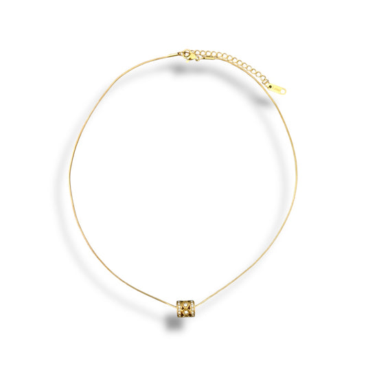 Gold Zircon Heart Ring Necklace