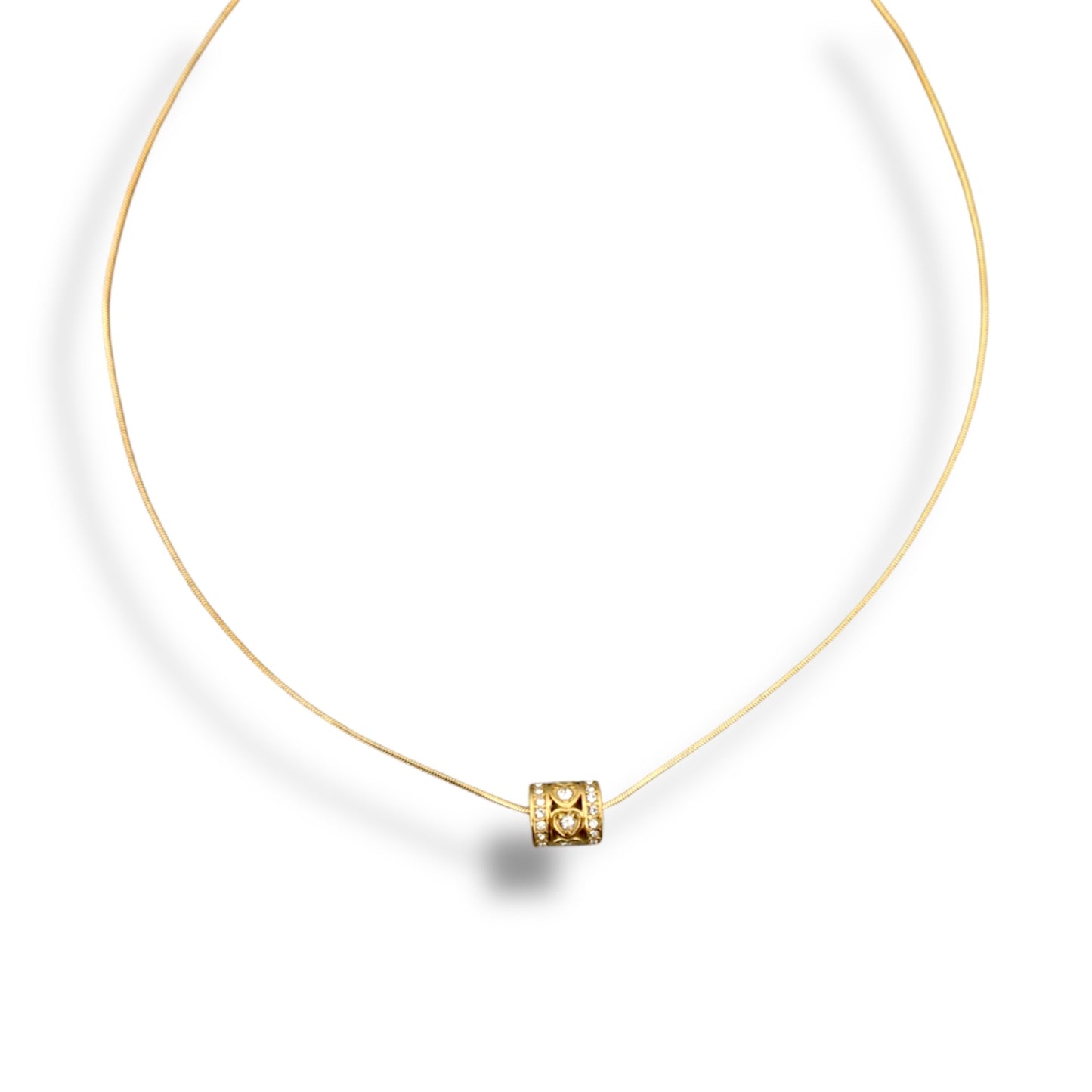 Gold Zircon Heart Ring Necklace