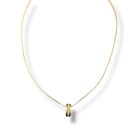 Gold Zircon Ring Necklace