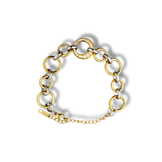 Gold and Silver Zircon Circle Bracelet