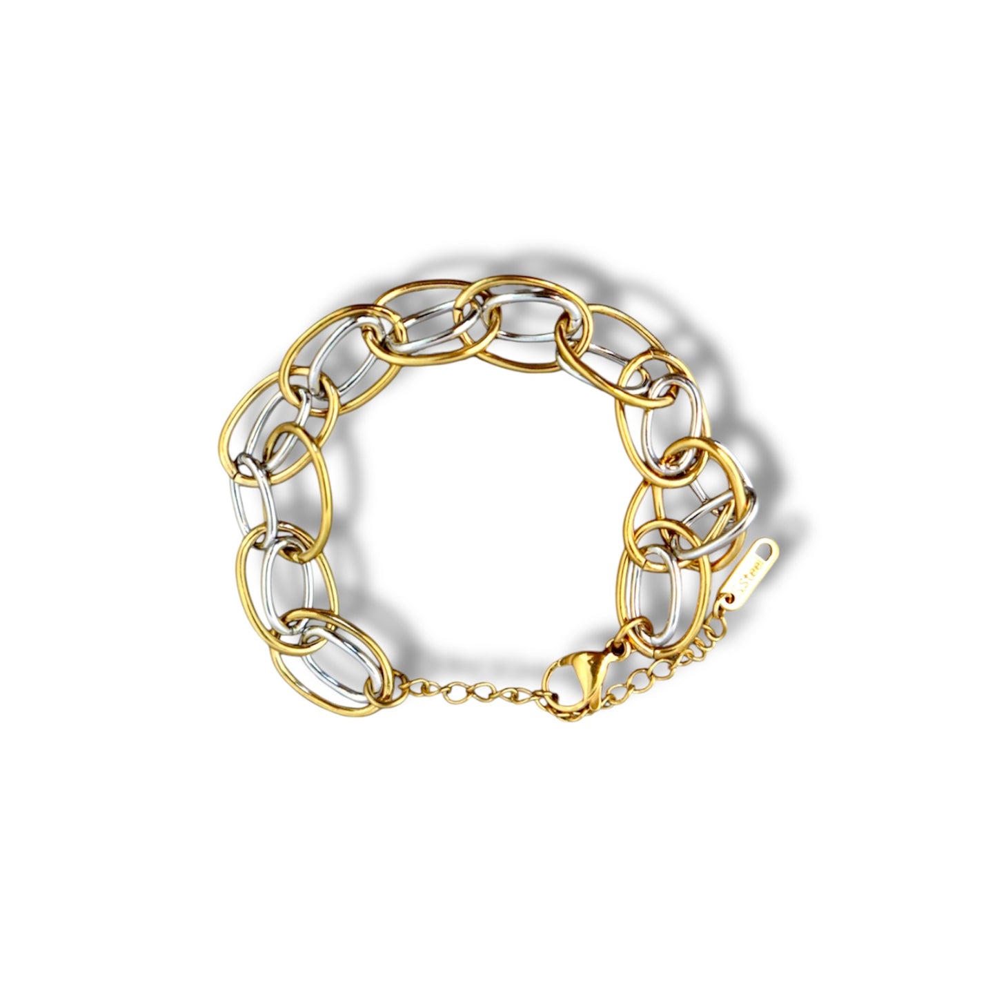 Gold and Silver Double Oval Bracelet