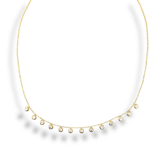 Dainty Gold Zircon Charm Necklace